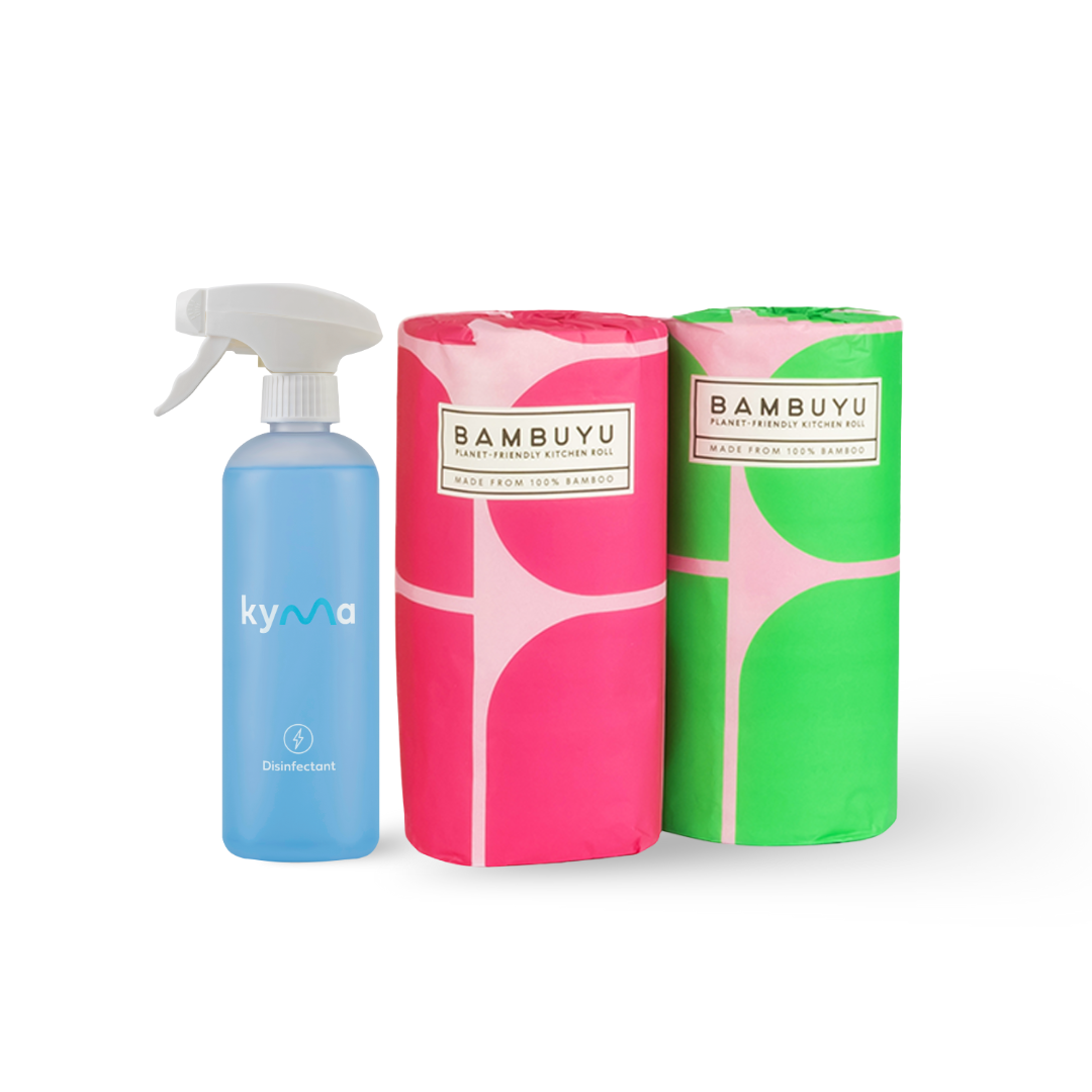 Kyma × Bambuyu The Shield Set eco-friendly, non-toxic cleaning duo with refillable bottles for safe home care in the UAE.