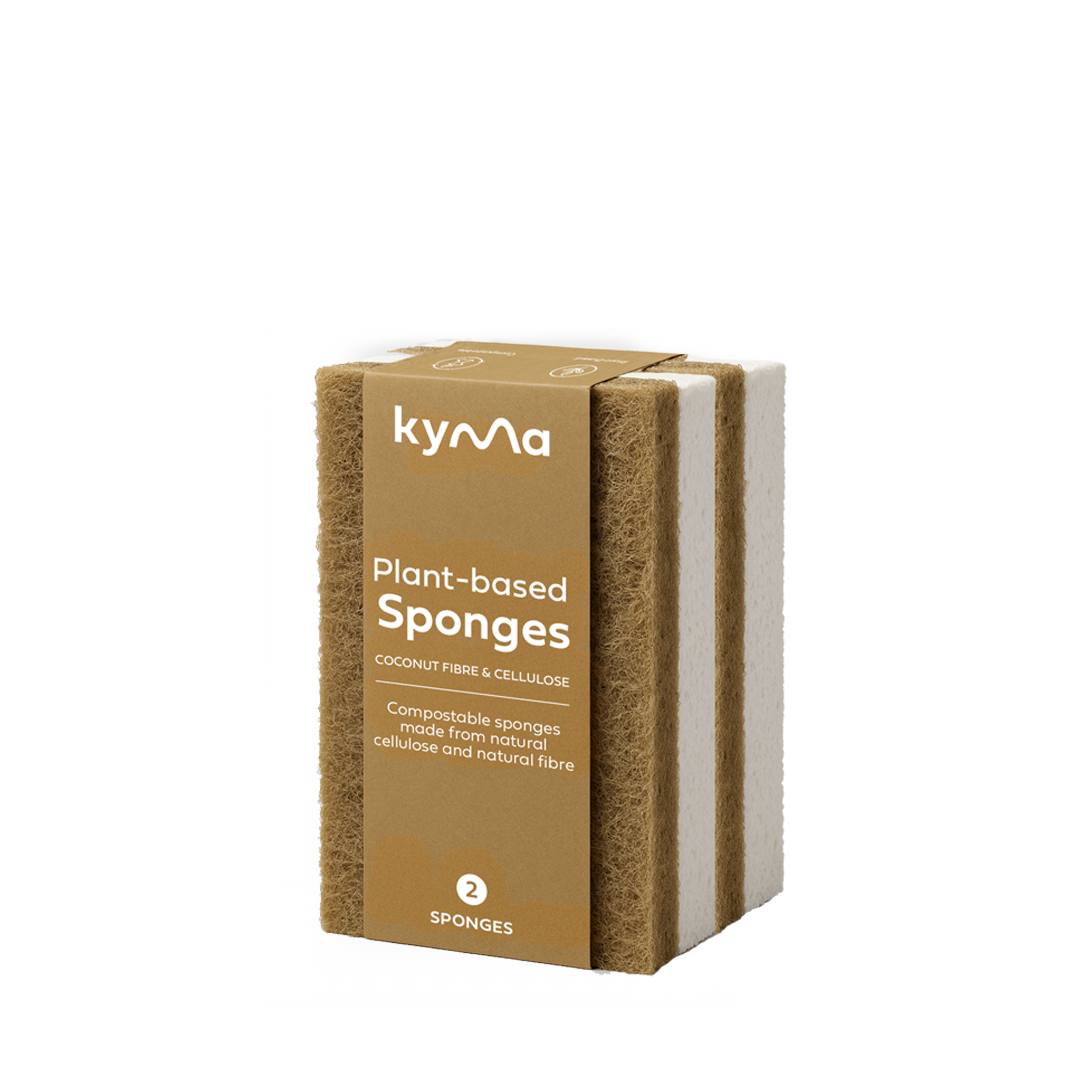 Coconut & Cellulose Sponges by Kyma durable, biodegradable kitchen sponges made from natural fibers for eco-friendly cleaning in the UAE.