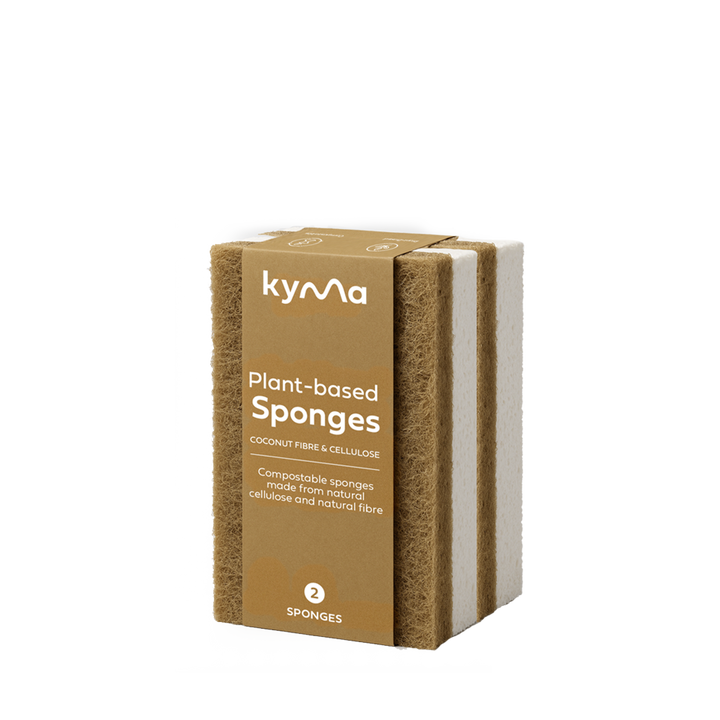 Coconut & Cellulose Sponges by Kyma durable, biodegradable kitchen sponges made from natural fibers for eco-friendly cleaning in the UAE.